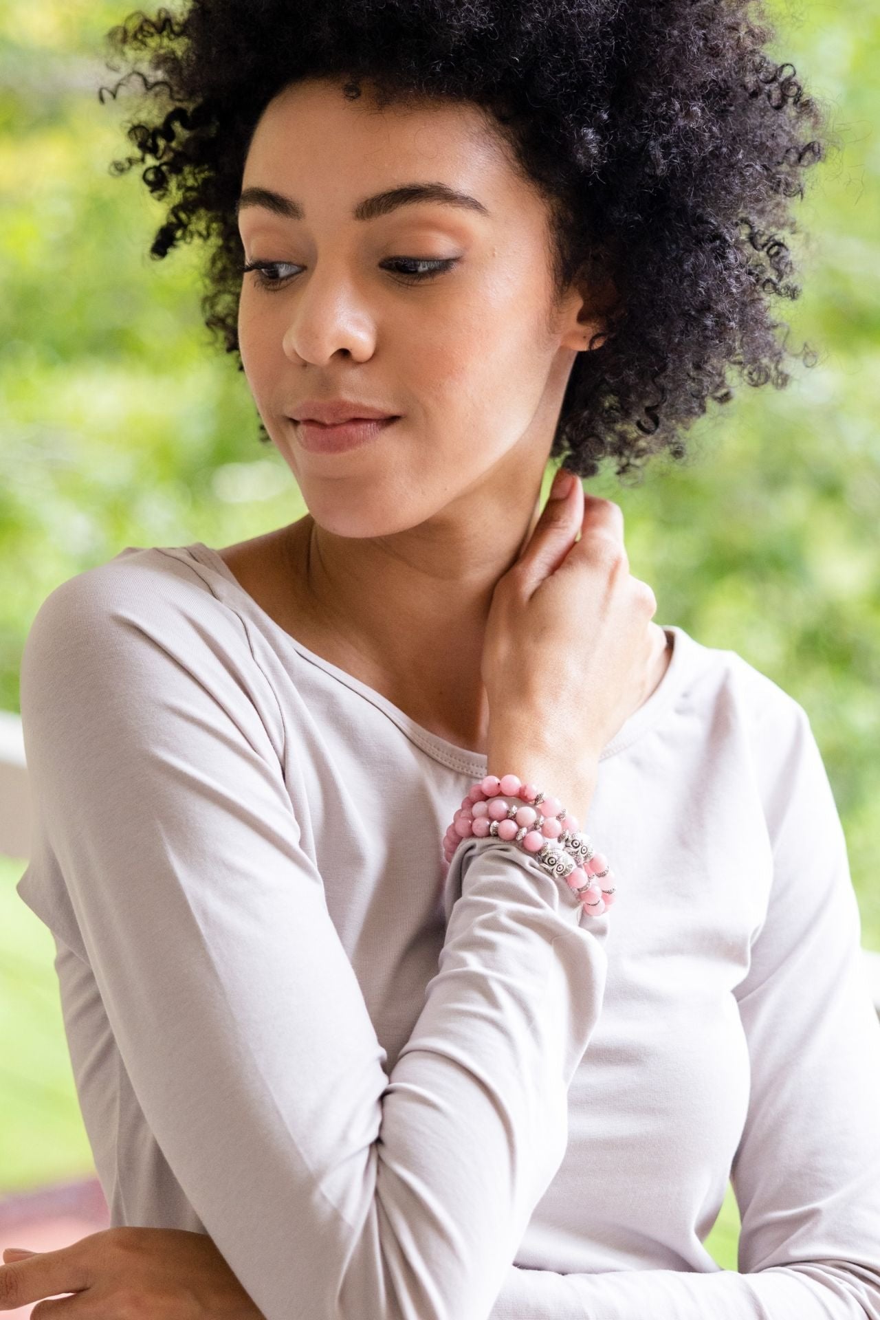 Surya Australia Ethical Mala Bracelets made in Nepal - Pink Tourmaline