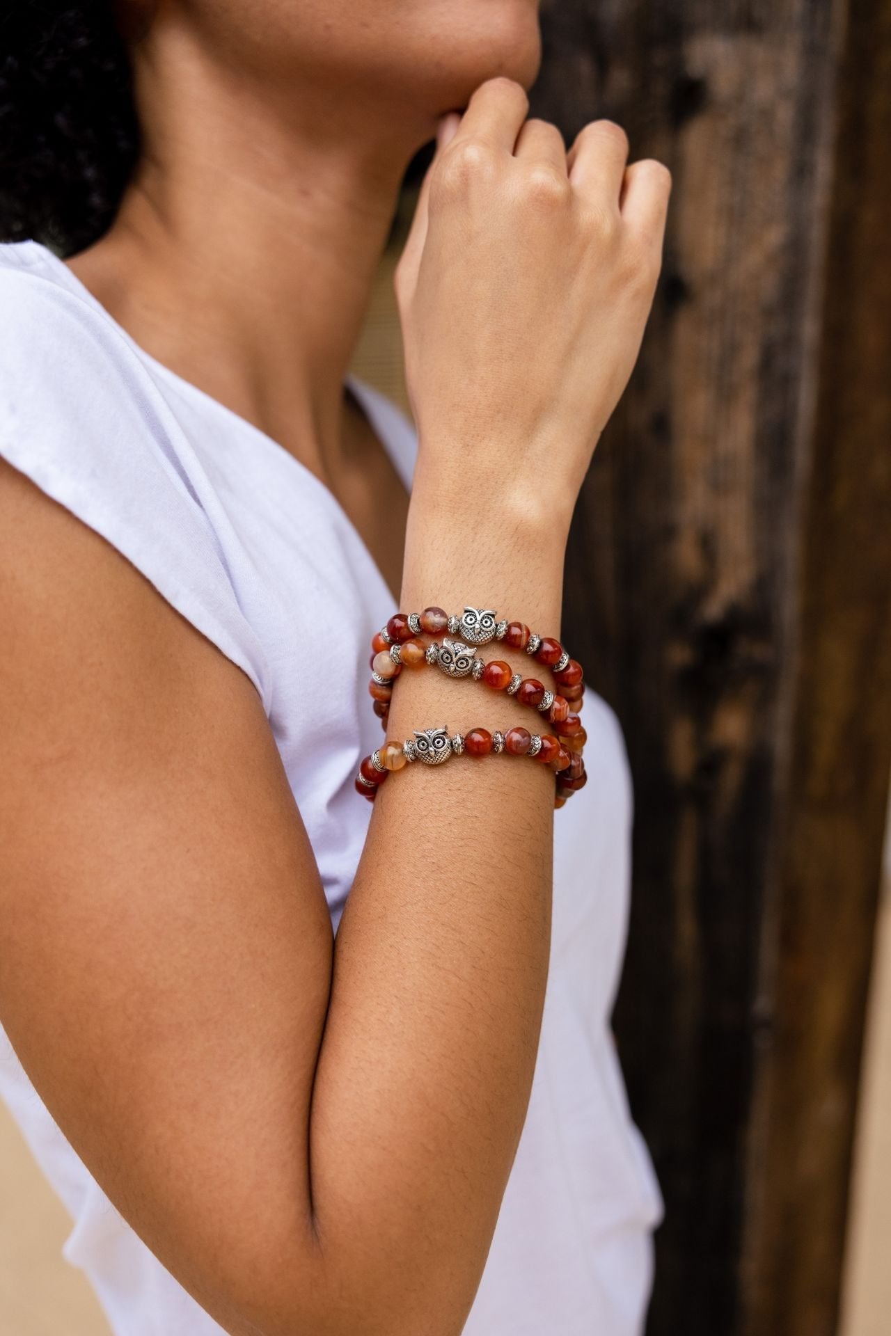 Surya Australia Ethical Mala Bracelets made in Nepal - Red Jasper