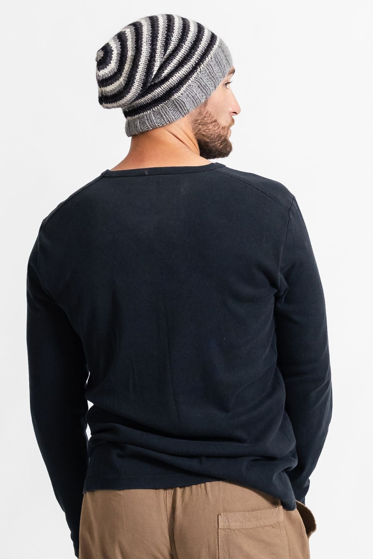 Surya Australia Merino Wool Slouch Beanie for Men from Nepal - Grey