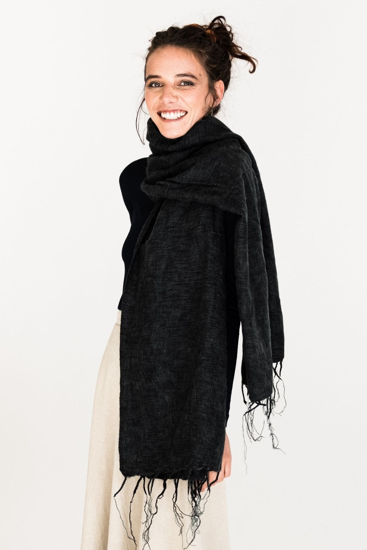 Surya Australia Ethical Himalayan Throw Rug from Nepal - Charcoal #colour_charcoal