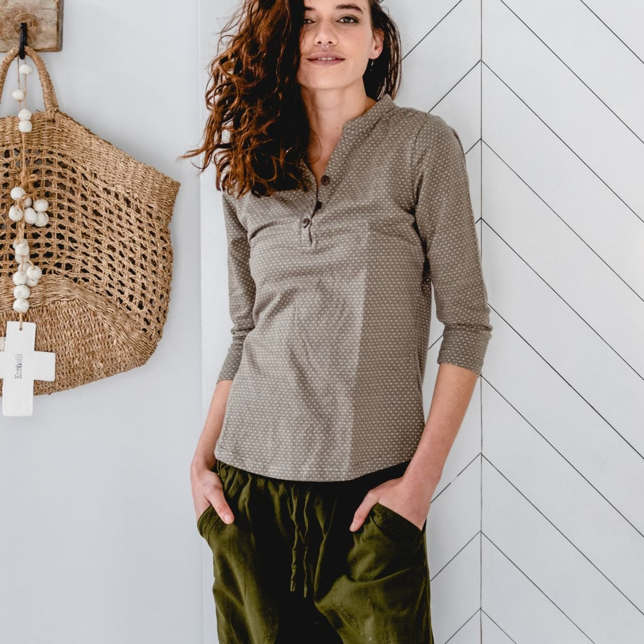 Surya Australia Clementine Organic Cotton 'Clementine' Top made in Nepal - Olive