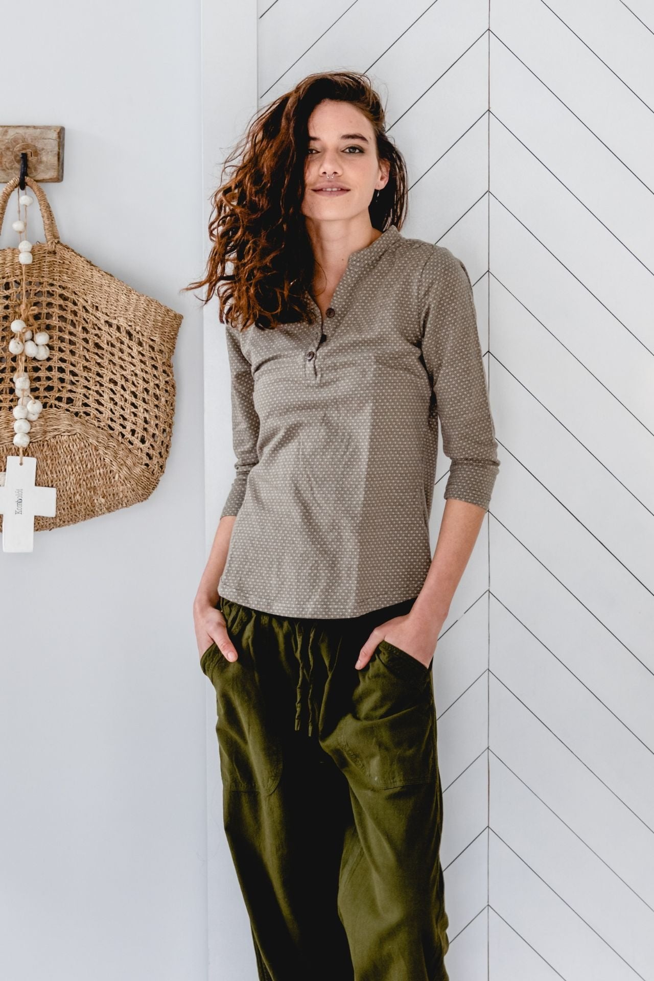 Surya Australia Clementine Organic Cotton 'Clementine' Top made in Nepal - Olive
