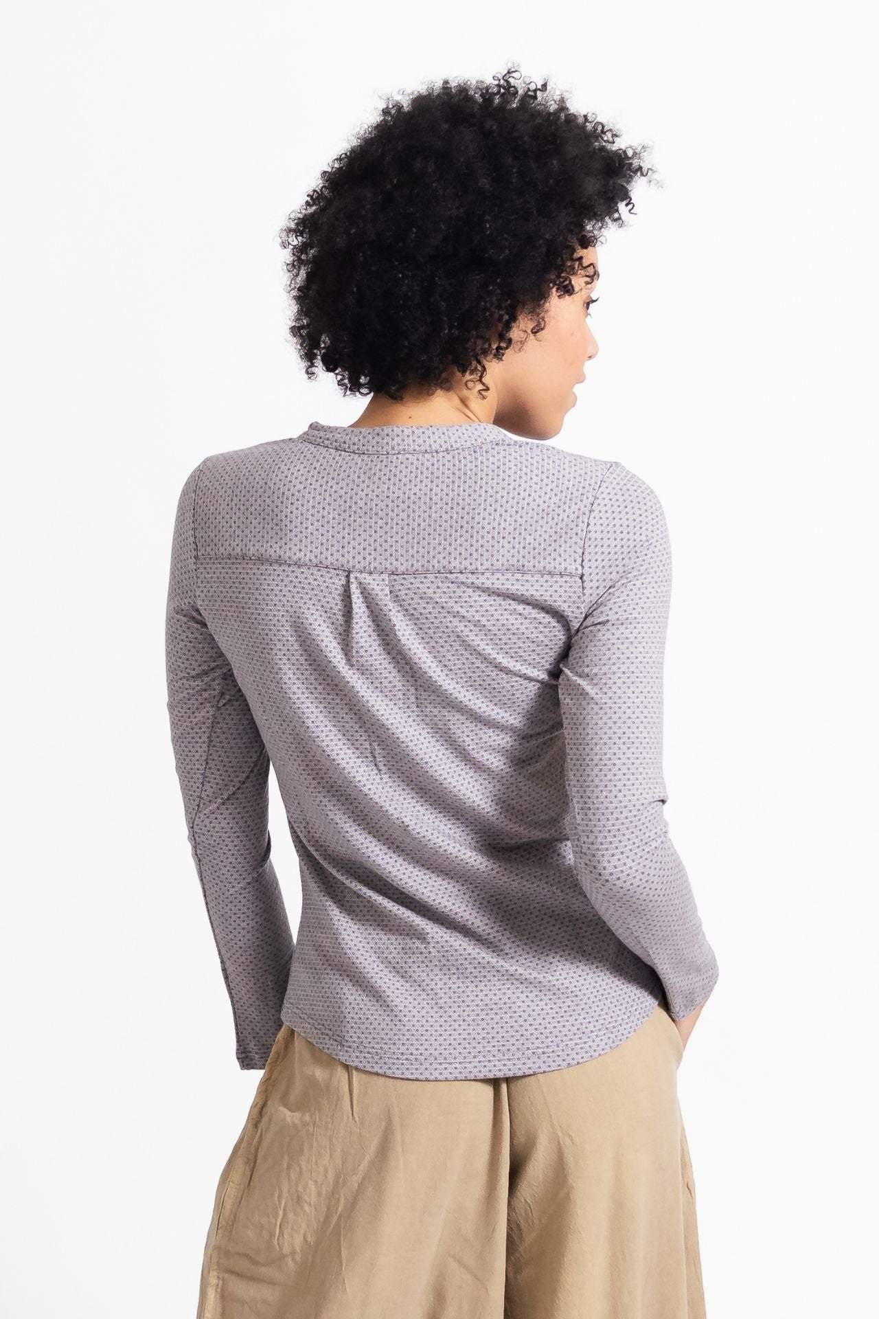 Surya Australia Organic Cotton Jacquard 'Clementine' Top from Nepal - Steel Blue