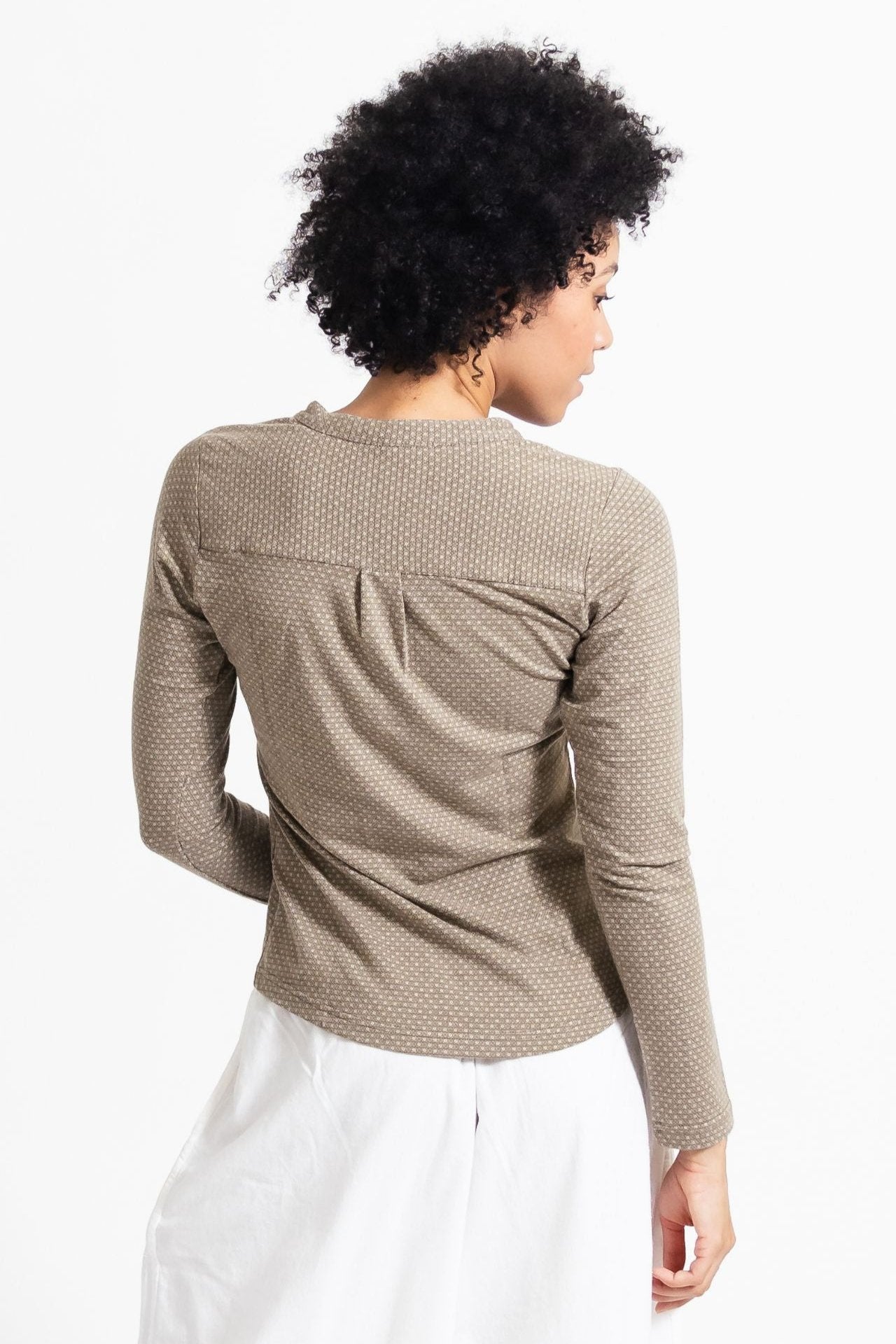 Surya Australia Organic Cotton Jacquard 'Clementine' Top from Nepal - Olive