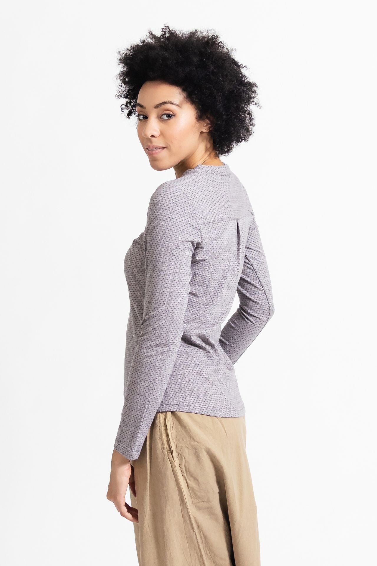 Surya Australia Organic Cotton Jacquard 'Clementine' Top from Nepal - Steel Blue