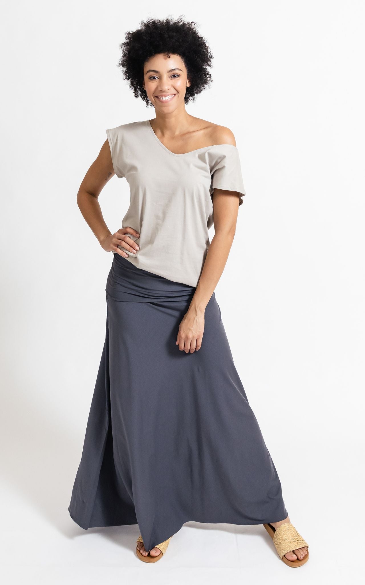 Surya Australia Ethical Organic Cotton Skirt made in Nepal - Dusty Grey