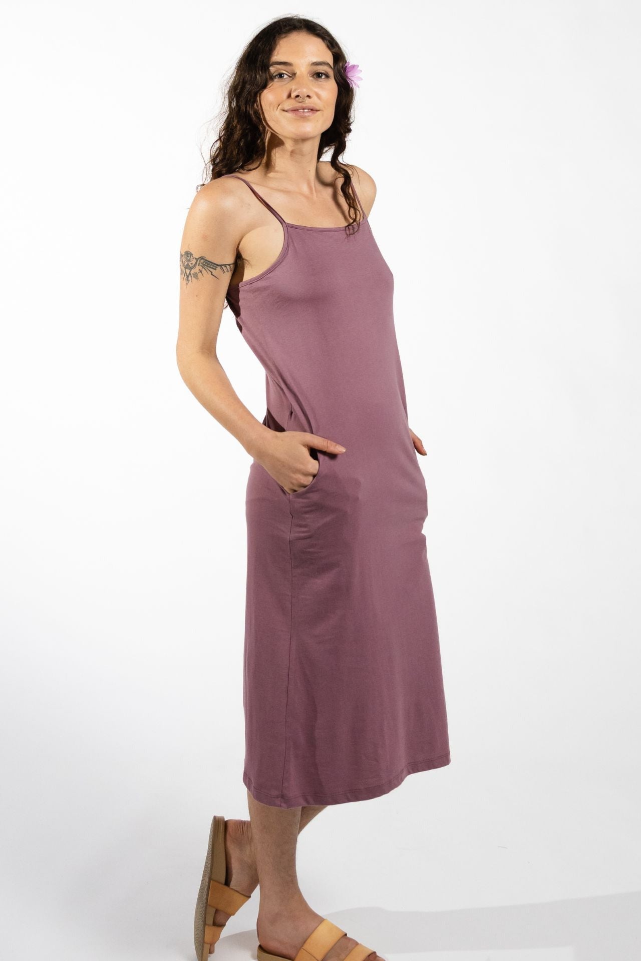 Surya Australia Organic Cotton Slip Dress made in Nepal - Dusty Mauve
