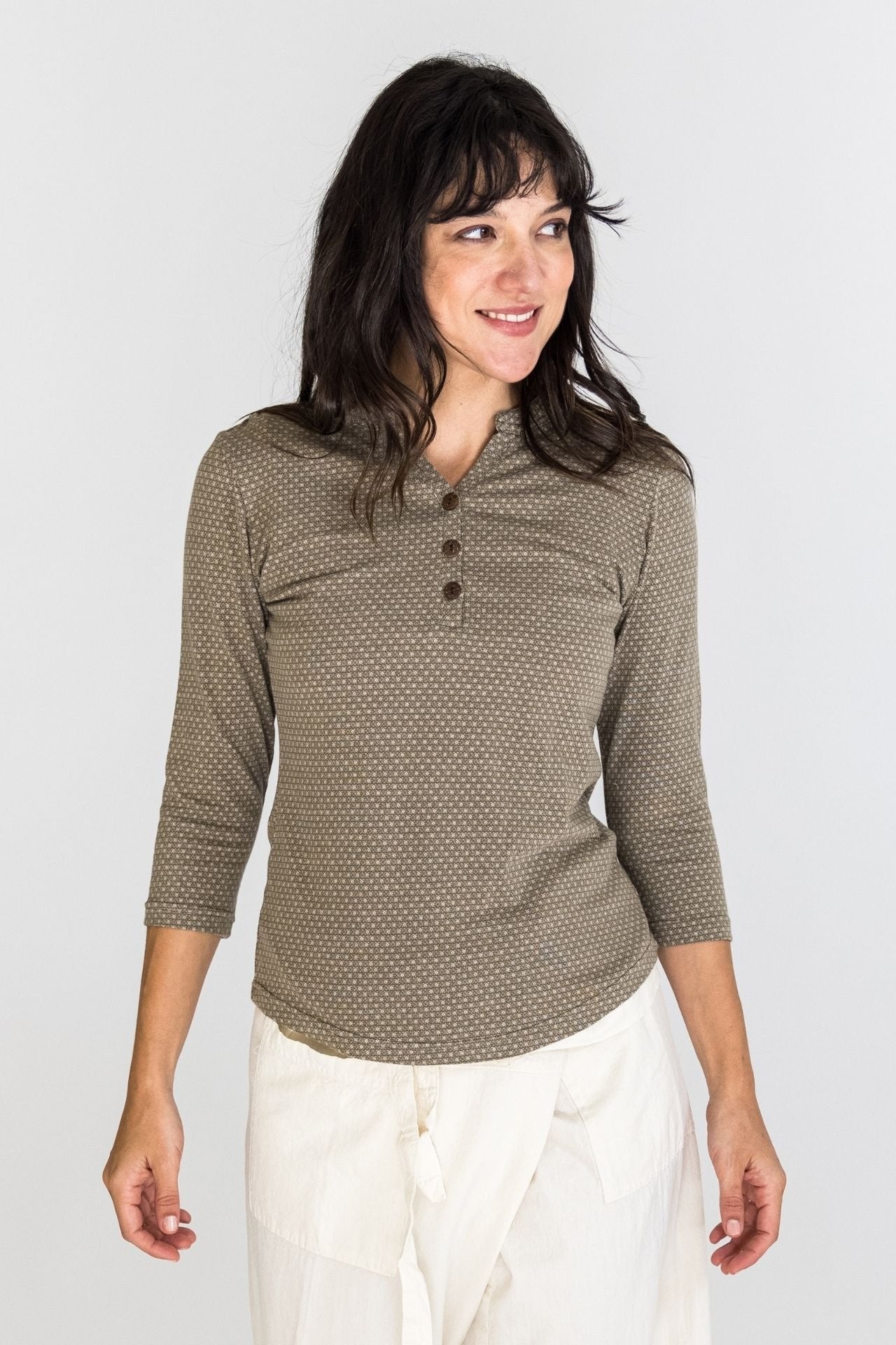 Surya Australia Clementine Organic Cotton 'Clementine' Top made in Nepal - Olive