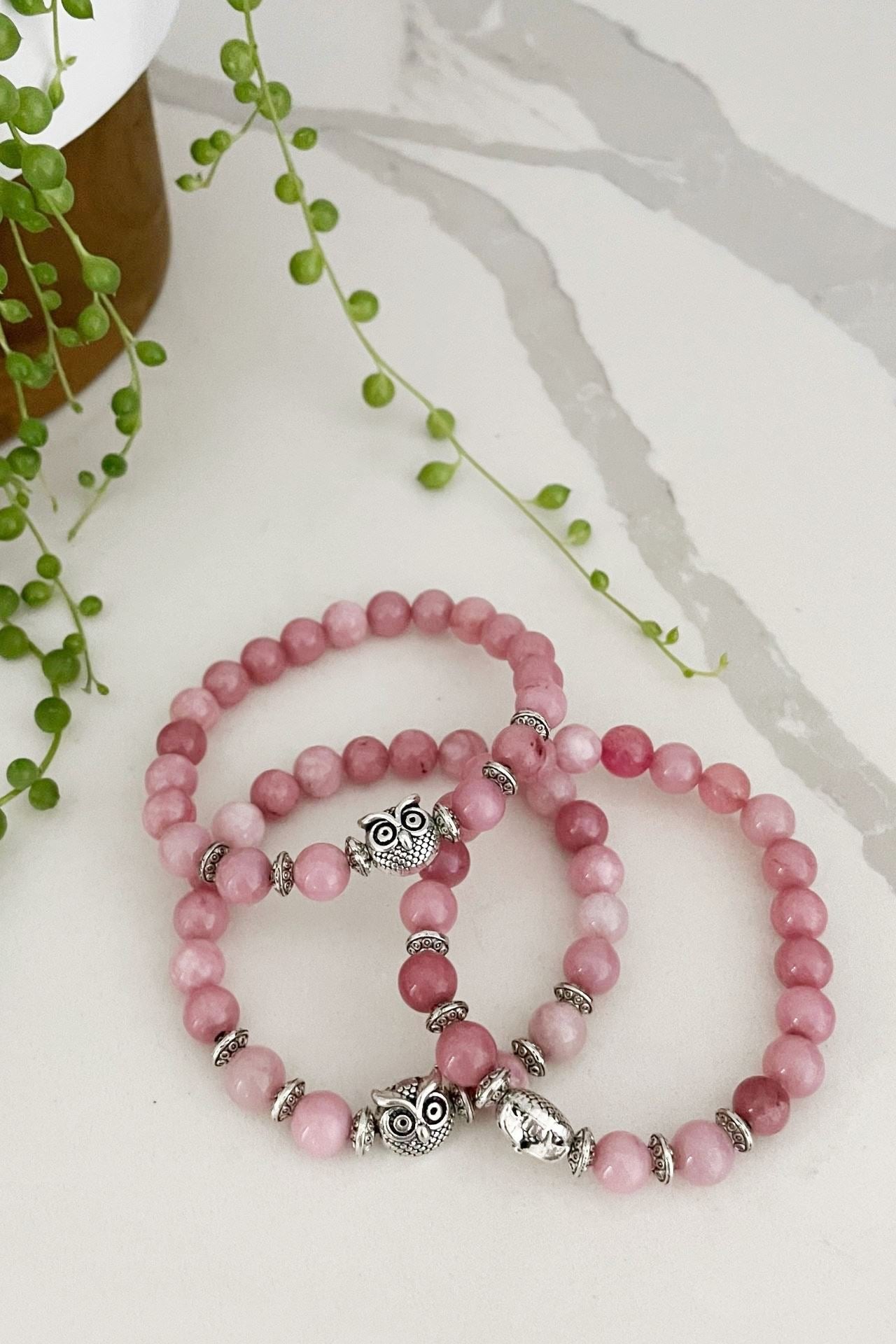 Surya Australia Ethical Mala Bracelets made in Nepal - Pink Tourmaline