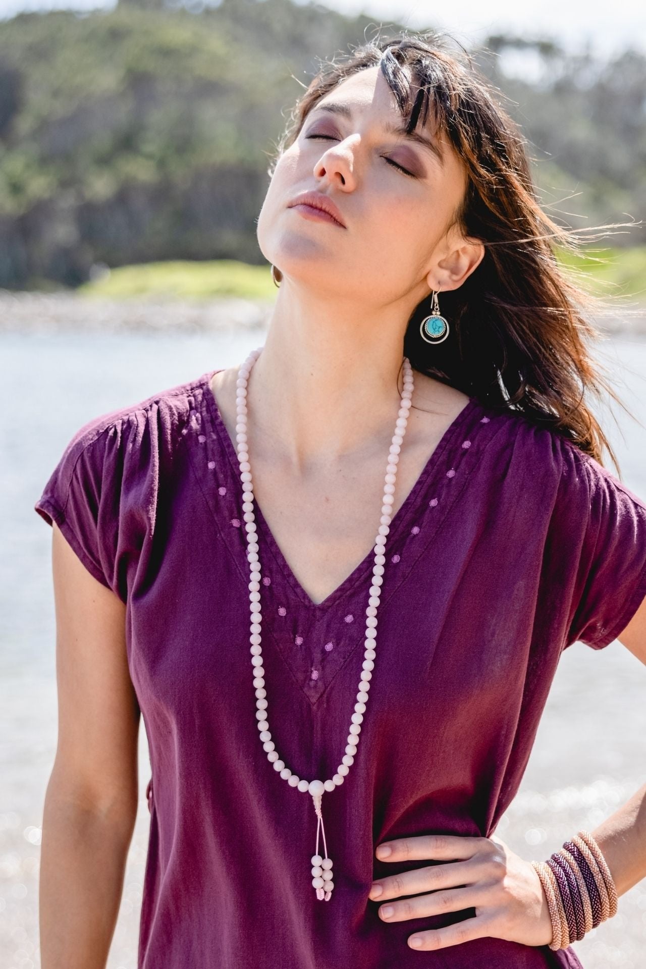 Surya Australia Ethically Made Rose Quartz Mala Necklace from Nepal
