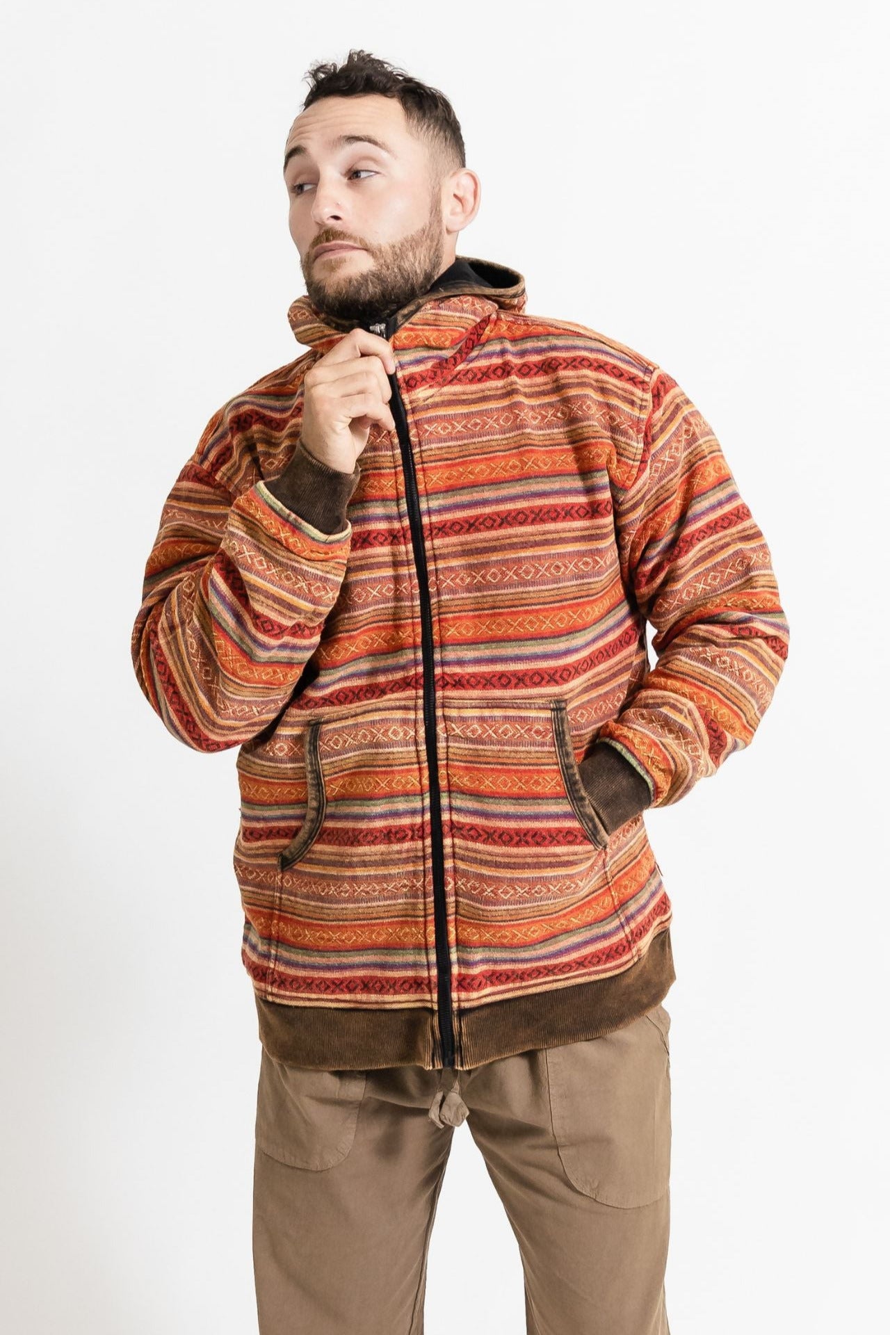 Surya Australia Heavy Duty Cotton Jacket for men from Nepal - Rust