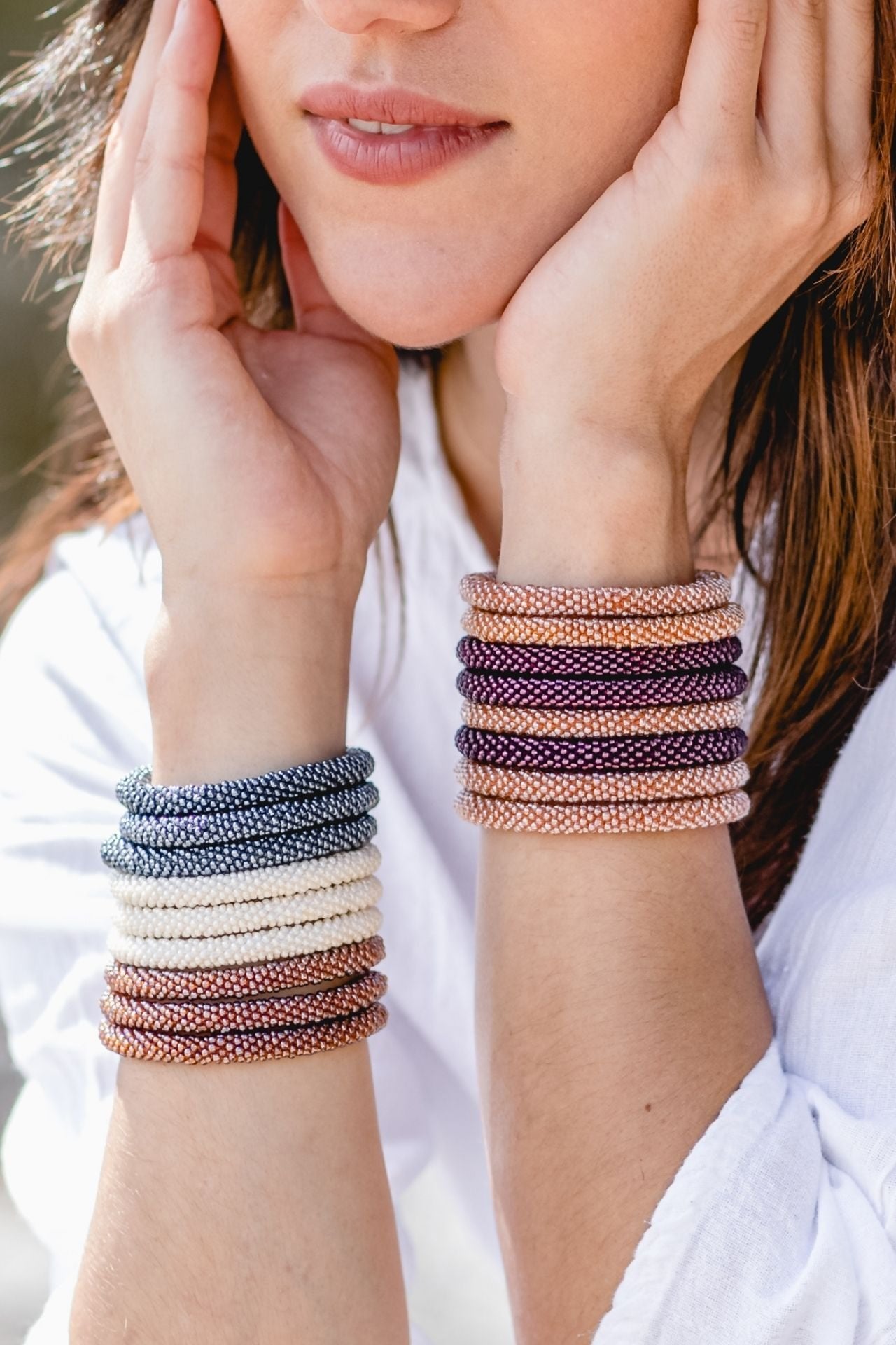 Surya Australia Roll-on glass bead bracelets from Nepal