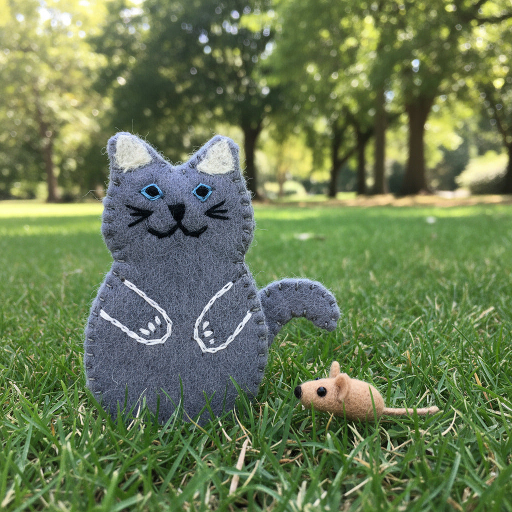 Surya Australia Fairtrade Felt Finger Puppets from Nepal - Cat