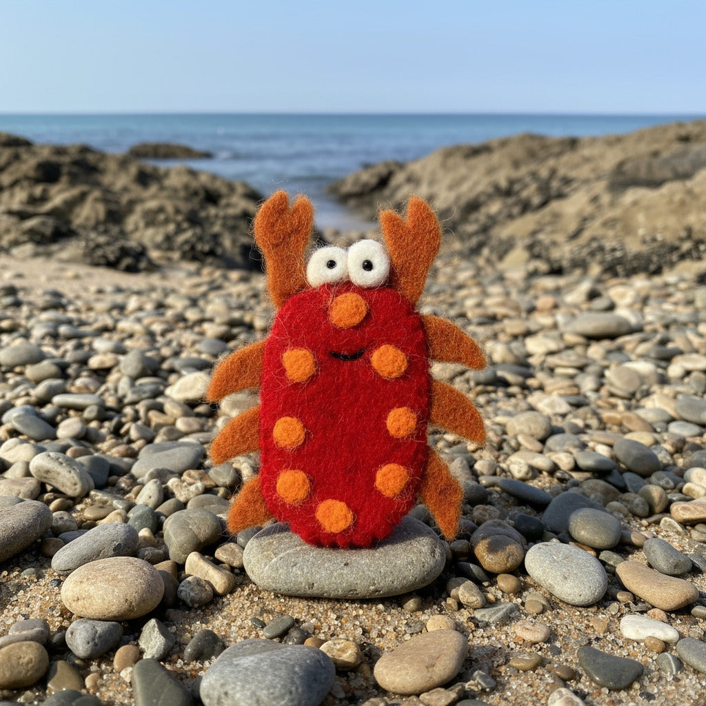 Surya Wool Wool Felt Finger Puppets from Nepal - Crab