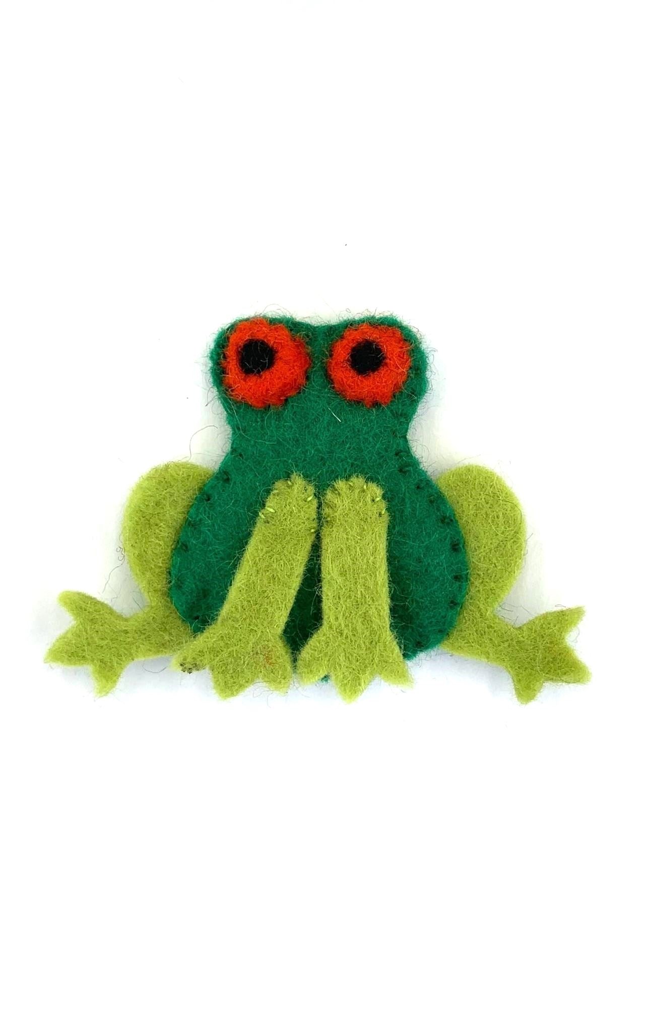 Surya Australia Ethical Wool Felt Finger Puppets from Nepal - Frog