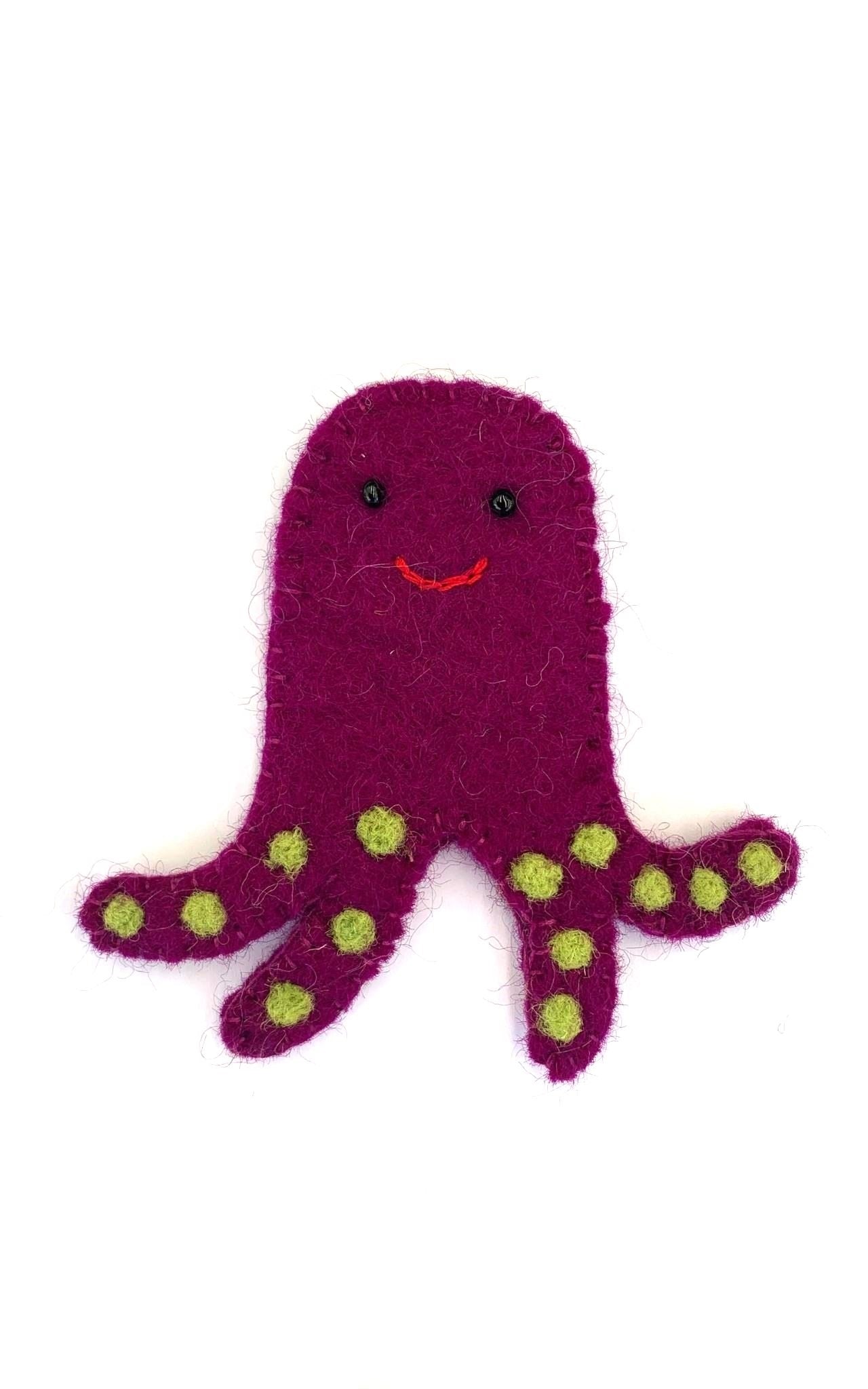 Surya Australia Ethical Wool Felt Finger Puppets made in Nepal - Octopus