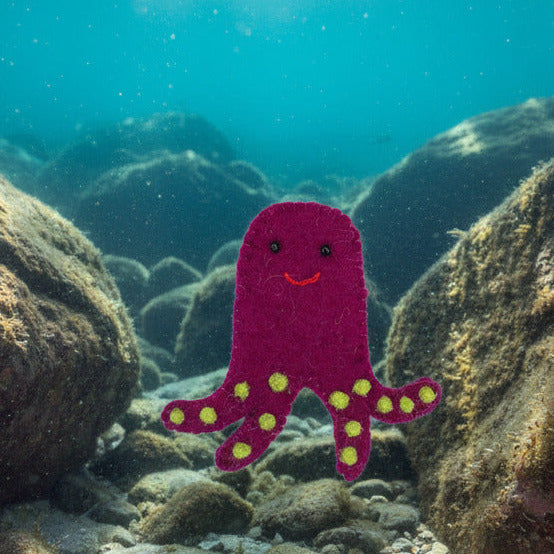 Surya Wool Felt Finger Puppets made in Nepal - Octopus