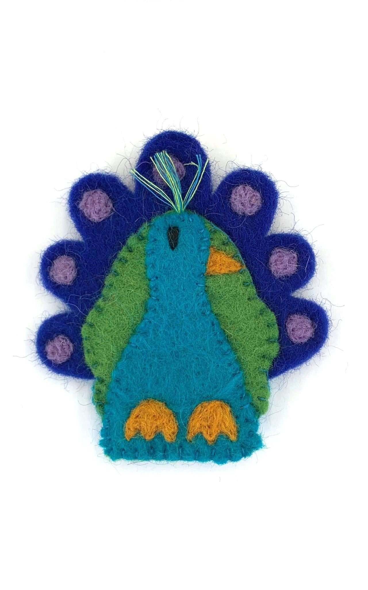 Surya Australia Ethical Wool Felt Finger Puppets made in Nepal - Peacock