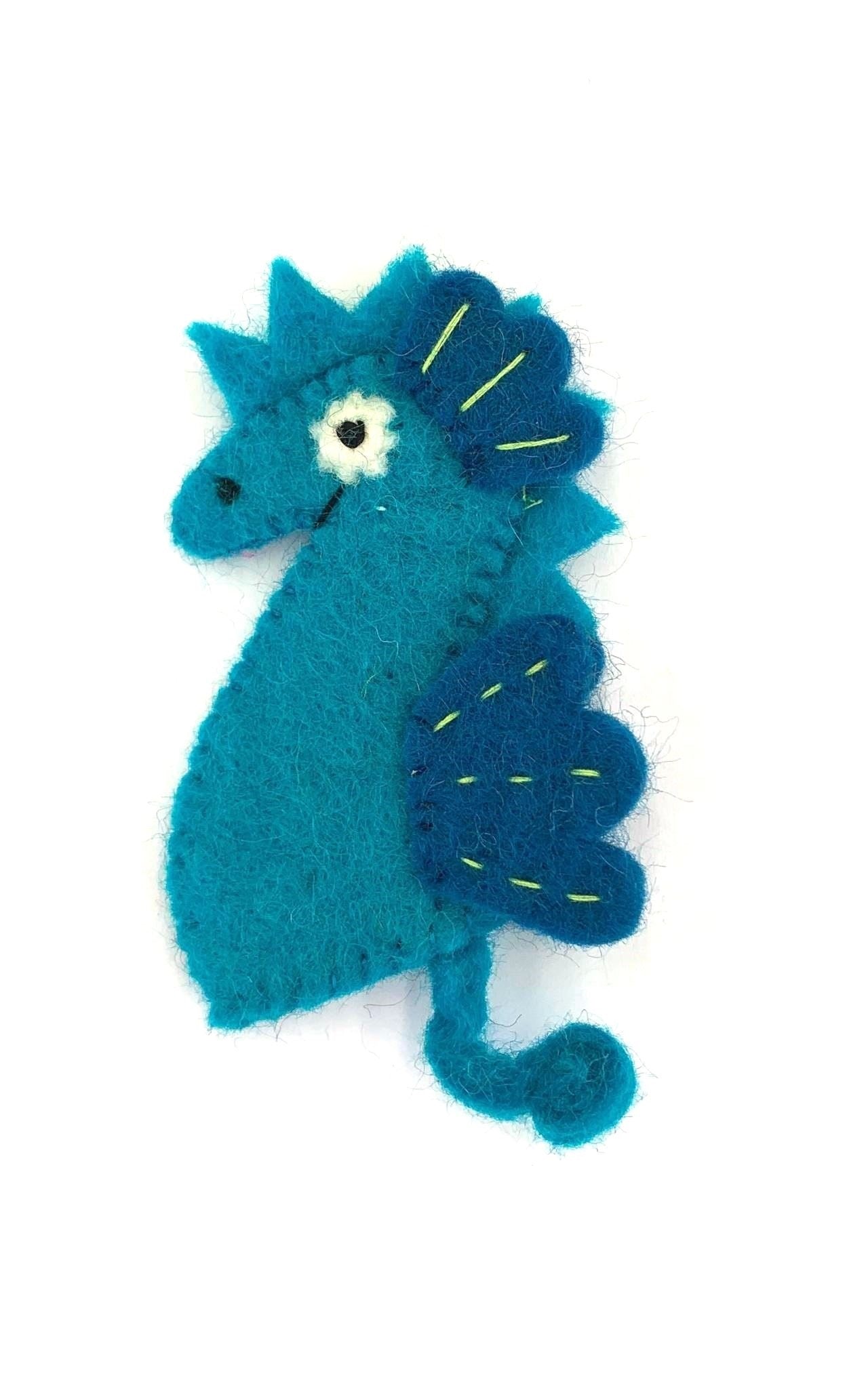 Surya Australia Ethical Wool Felt Finger Puppets made in Nepal - Seahorse