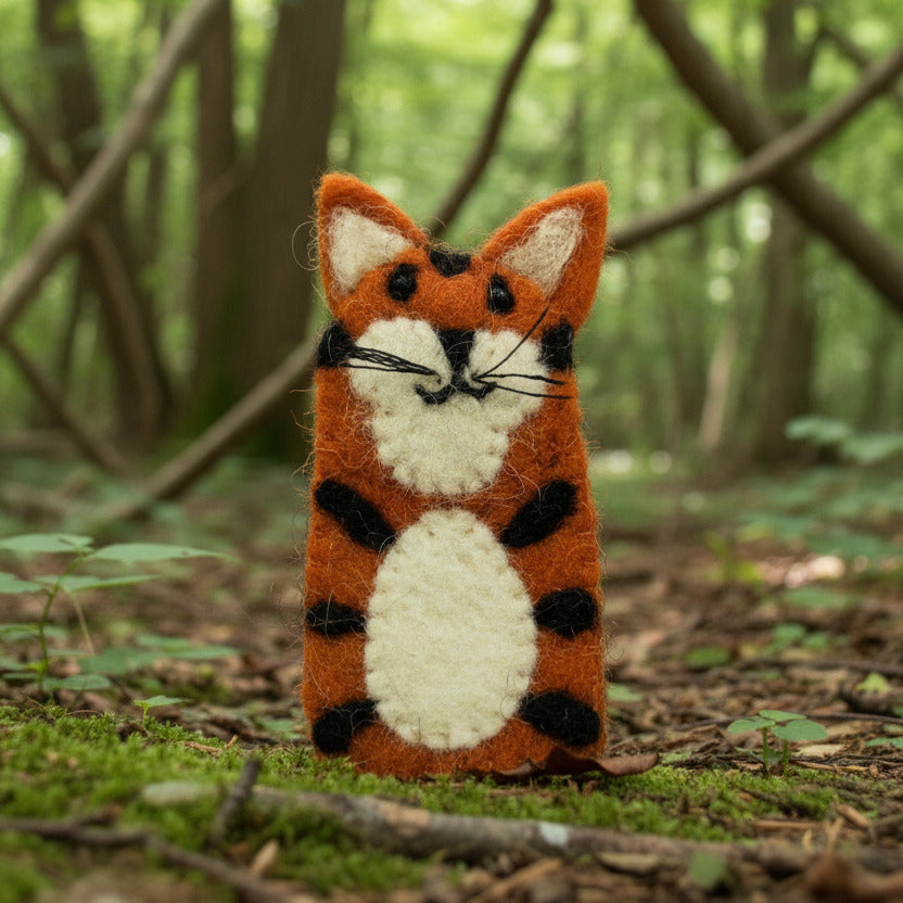 Surya Wool Felt Finger Puppets made in Nepal - Tiger