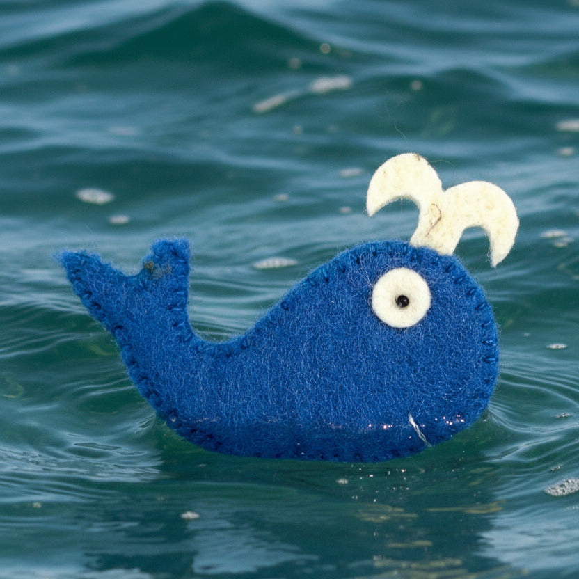 Surya Wool Felt Finger Puppets made in Nepal - Whale
