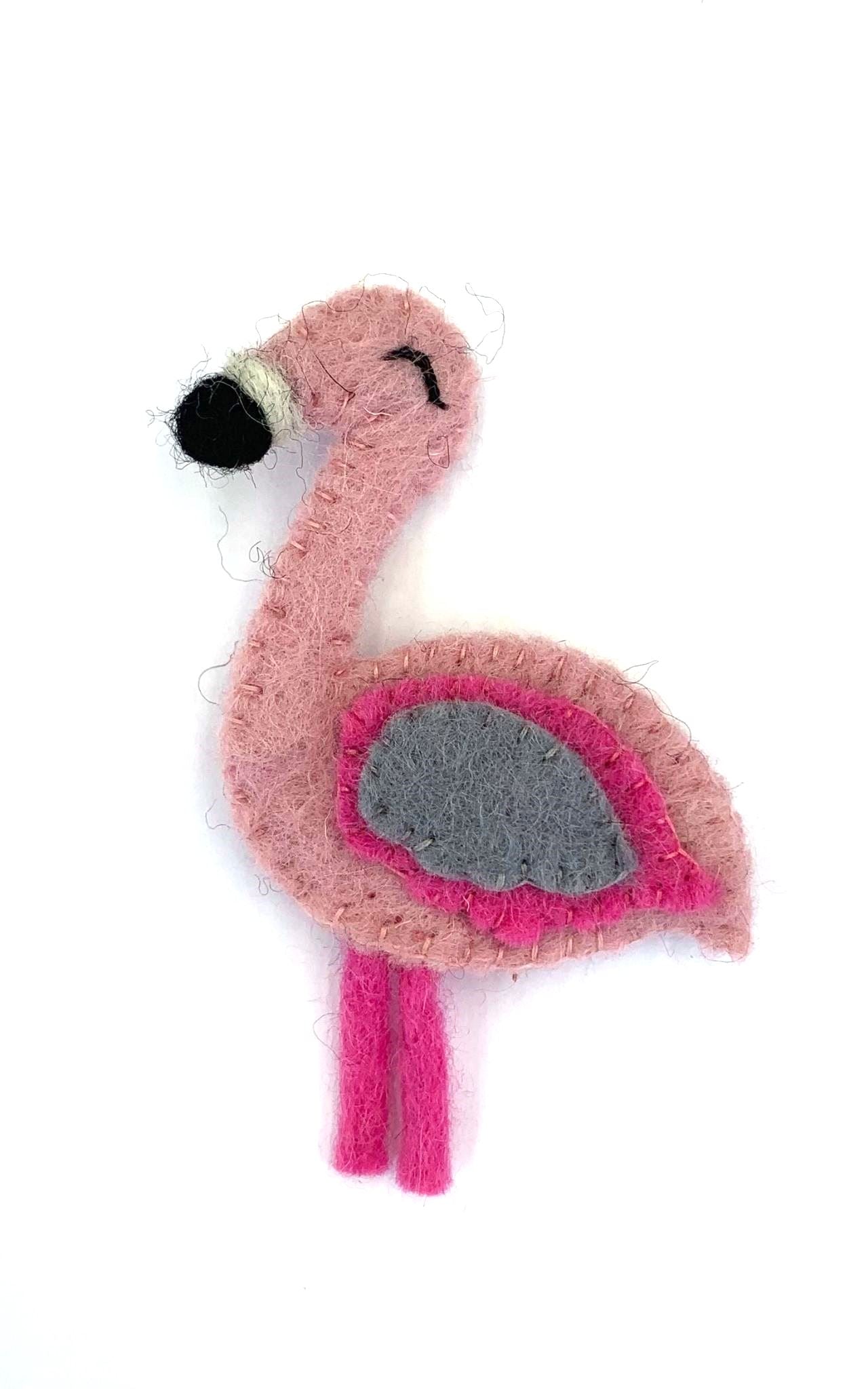 Surya Australia Ethical Wool Felt Finger Puppets from Nepal - Flamingo