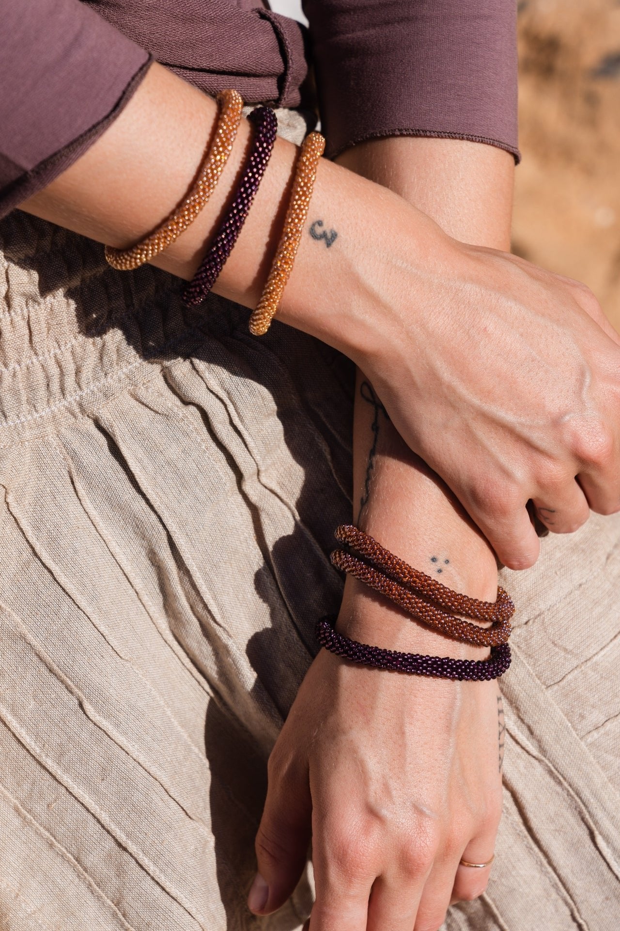 Surya AUstralia Roll-on glass bead bracelets from Nepal