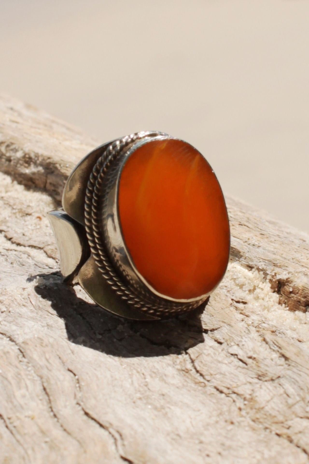 Surya Australia Tibetan Rings from Nepal - Carnelian