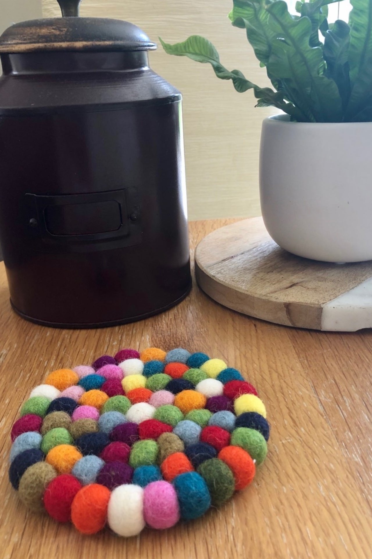 Pure Wool Felt Ball Coasters from Nepal - Round | Surya Australia