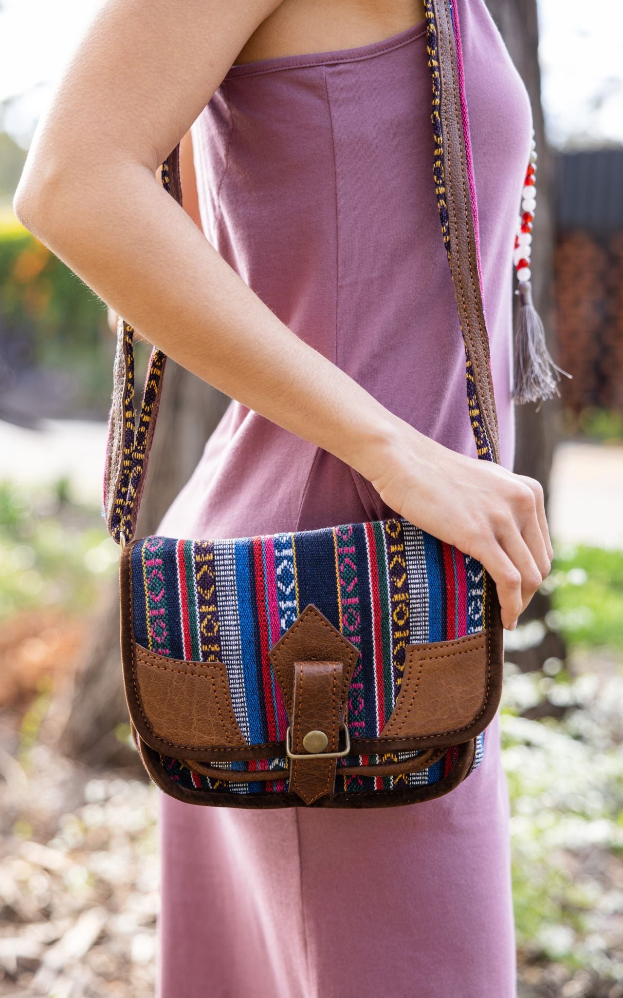 Surya Australia Buffalo Leather & Cotton Bag - Rohan