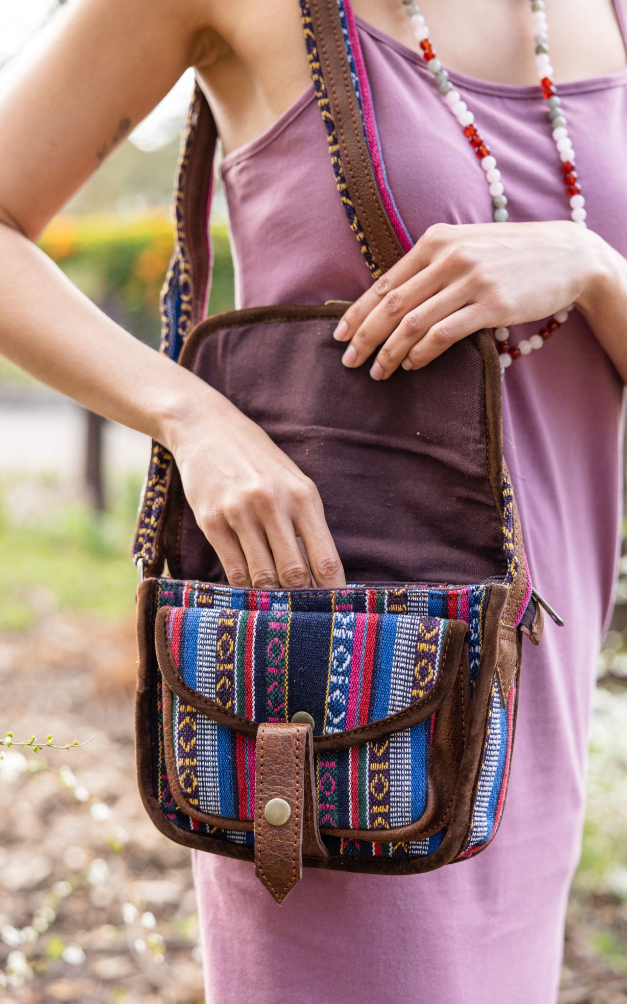 Surya Australia Buffalo Leather & Cotton Bag - Rohan