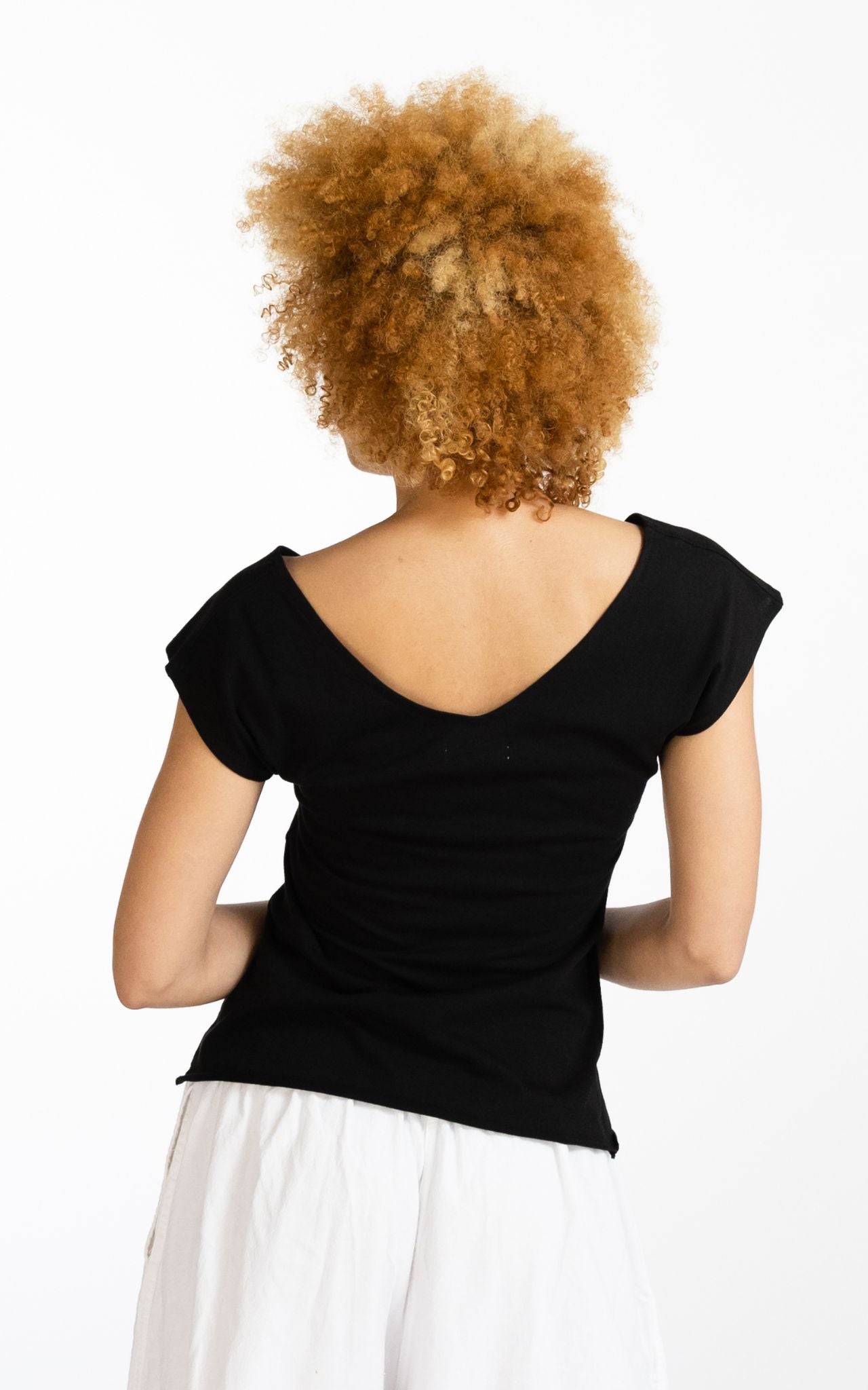 Surya Australia Ethical Organic Cotton V-neck 'Mimi' Top - Black
