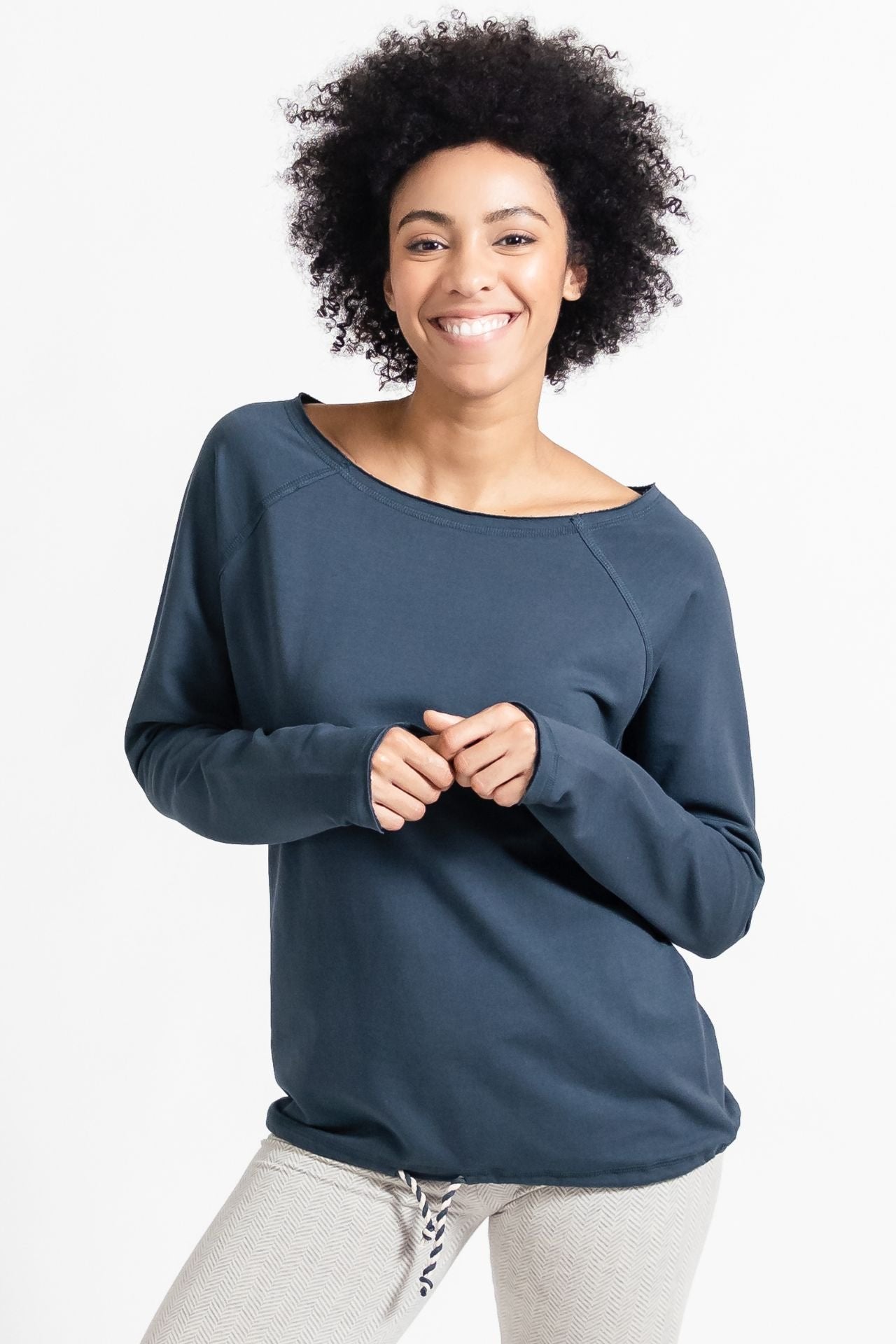 Surya Australia Organic Cotton Oversized Sweater made in Nepal - Cobalt