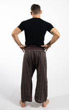 Surya Australia Cotton Thai Fisherman Pants from Nepal (Striped Cotton) - Brown