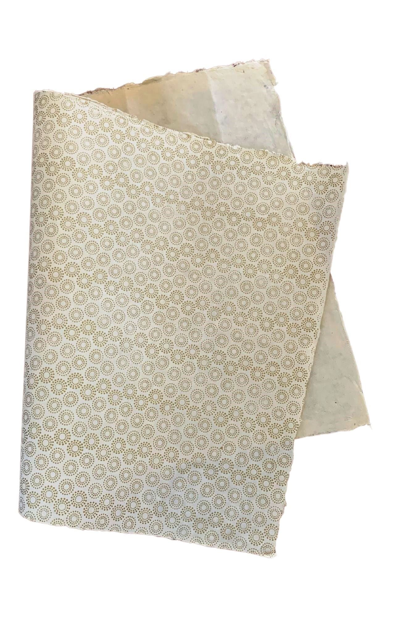 Surya Australia Fairtrade Decorative Lokta Paper Sheets from Nepal - white with gold print