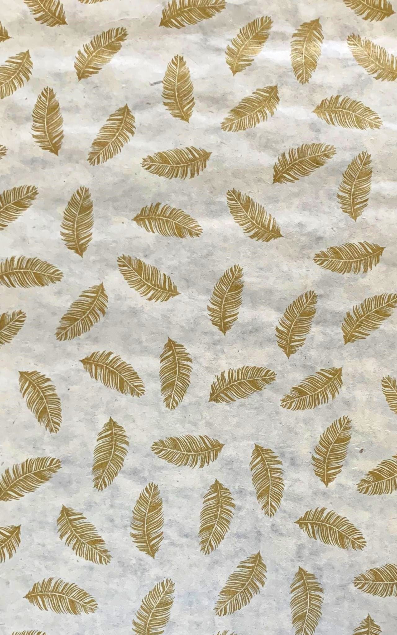 Surya Australia Fairtrade Decorative Lokta Paper Sheets from Nepal - white with gold print
