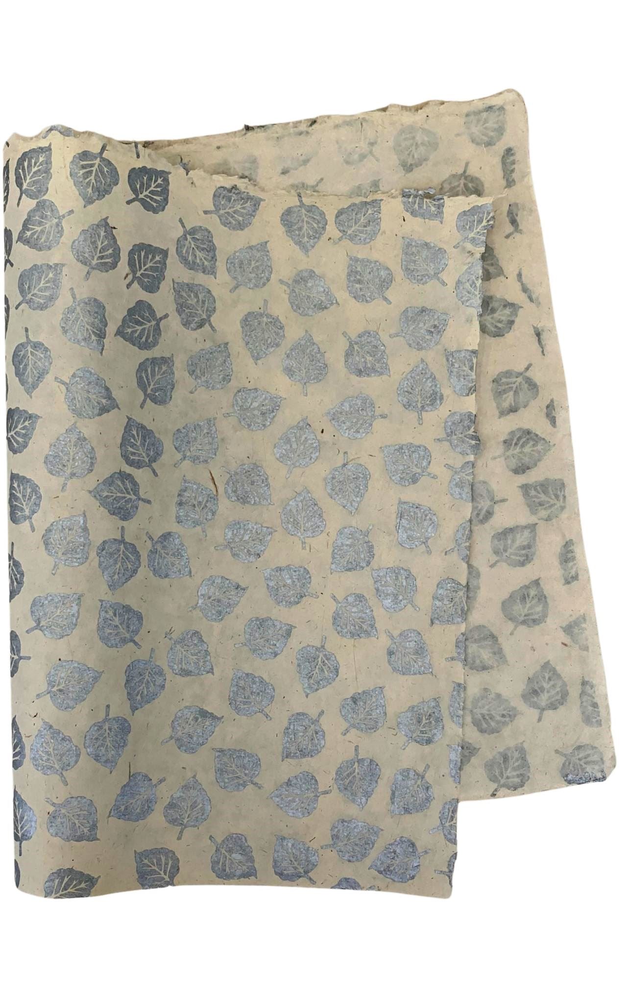 Surya Australia Ethical Treeless Lokta Paper Sheets from Nepal - white leaf with silver printing