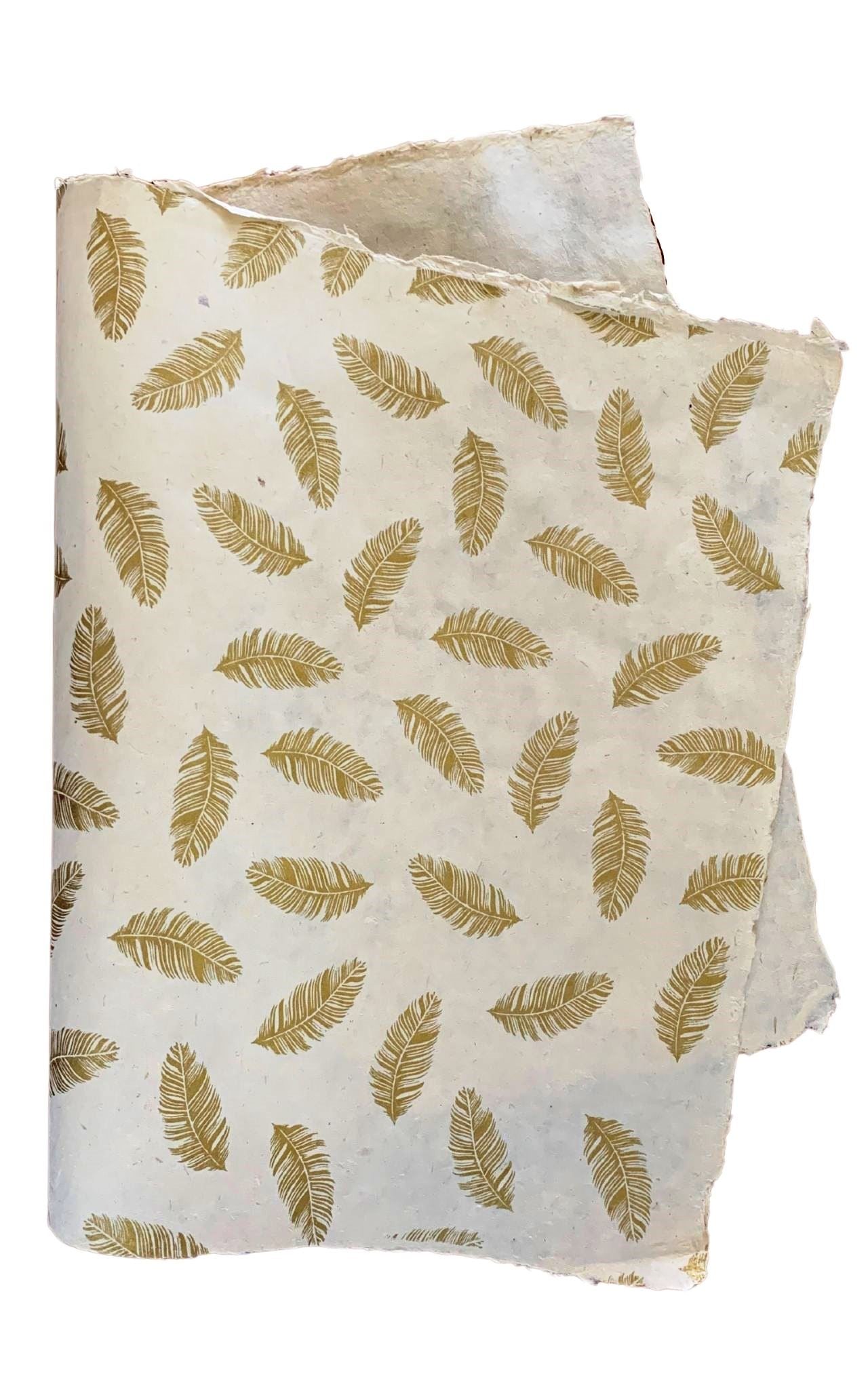 Surya Australia Fairtrade Decorative Lokta Paper Sheets from Nepal - white with gold print