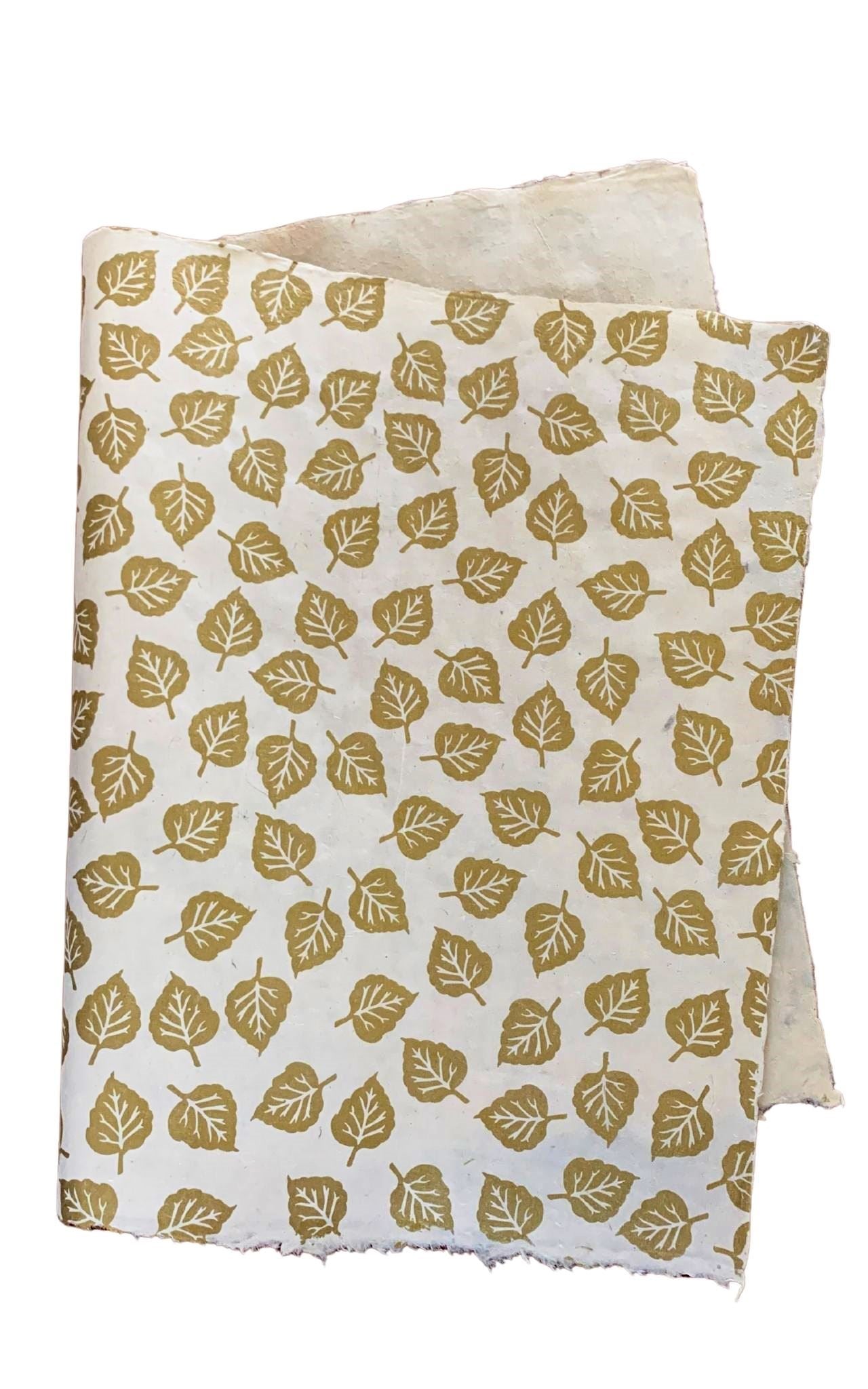 Surya Australia Fairtrade Decorative treeless Lokta Paper Sheets from Nepal - white with gold print