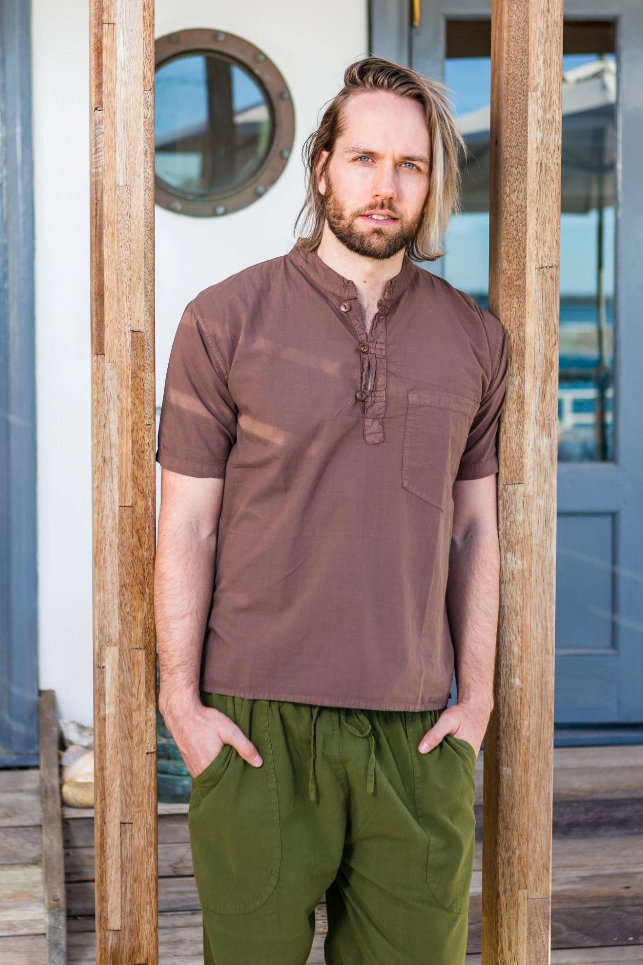 Surya Cotton Pablo Shirt for men - on location in Huskisson, Jervis Bay