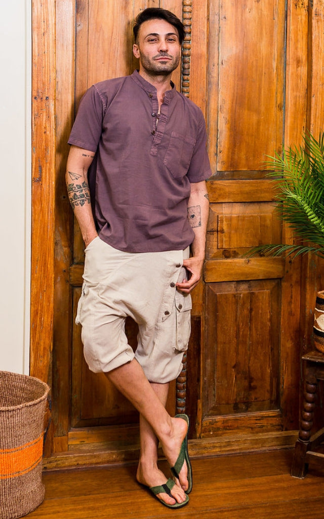 Surya Australia Drop Crotch Shorts from Nepal for men - Natural