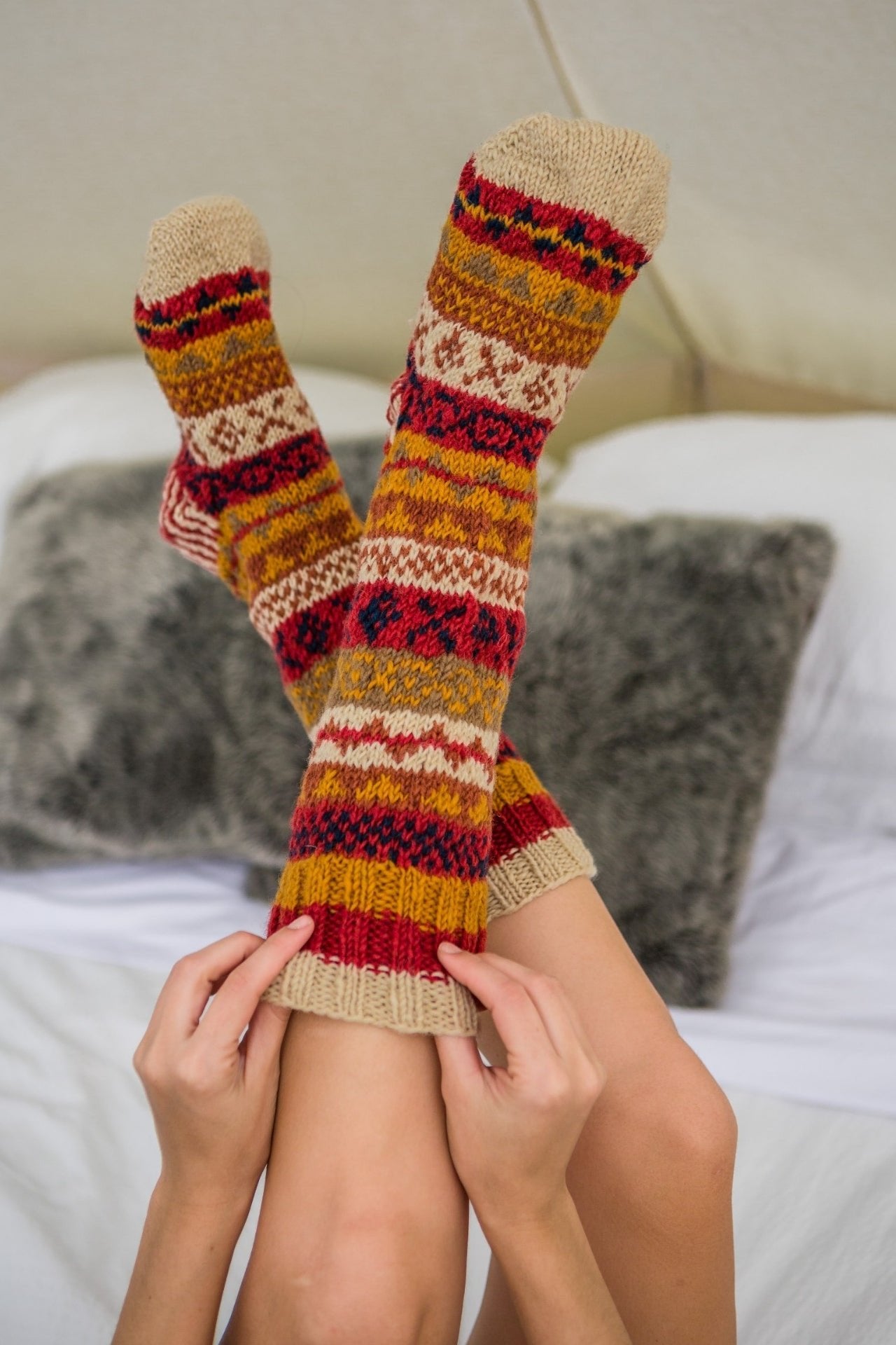 Surya Australia Wool Socks handmade in Nepal - Rust