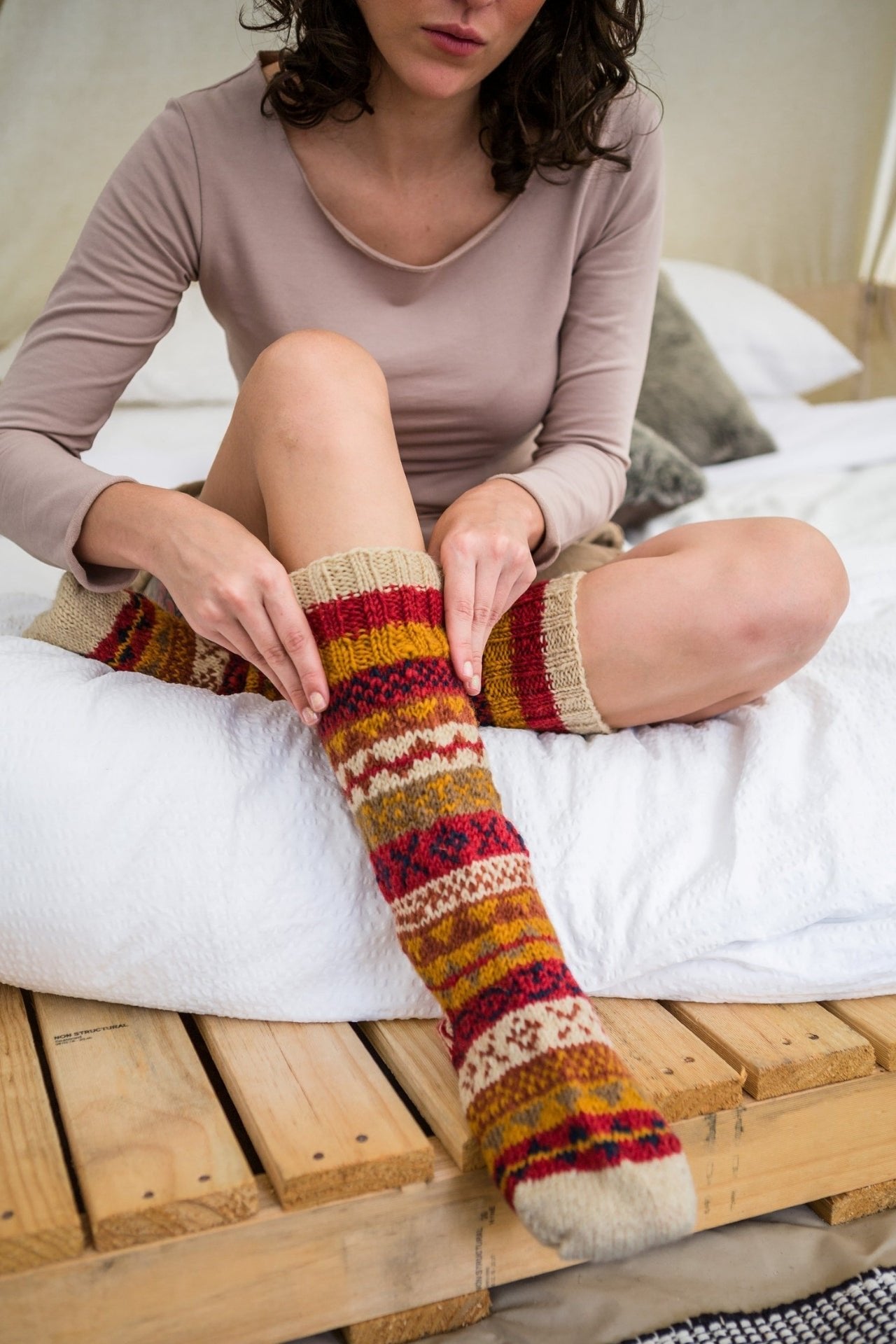 Surya Australia Wool Socks handmade in Nepal - Rust