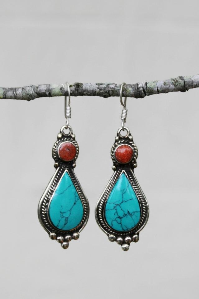 Surya Tibetan Earrings from Nepal - Hita