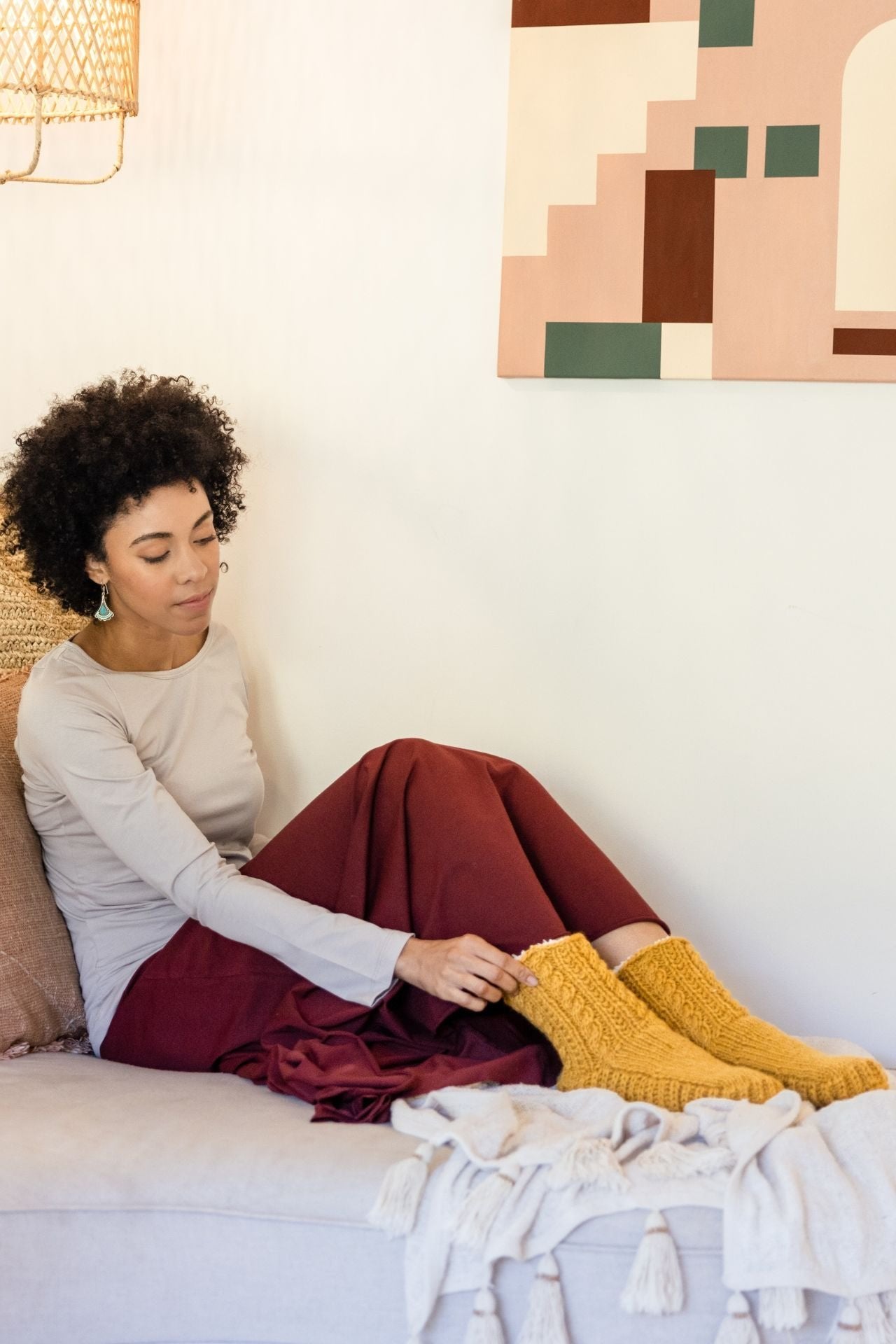 Surya Australia Ethical Mulesing free Wool Socks made in Nepal - Mustard