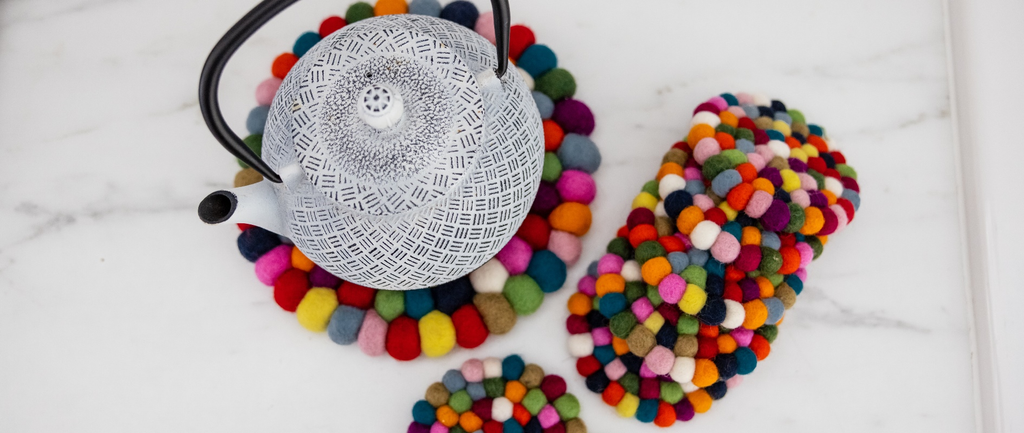 Surya Australia Felt Tabletop Coasters, Trivets and Centrepieces from Nepal