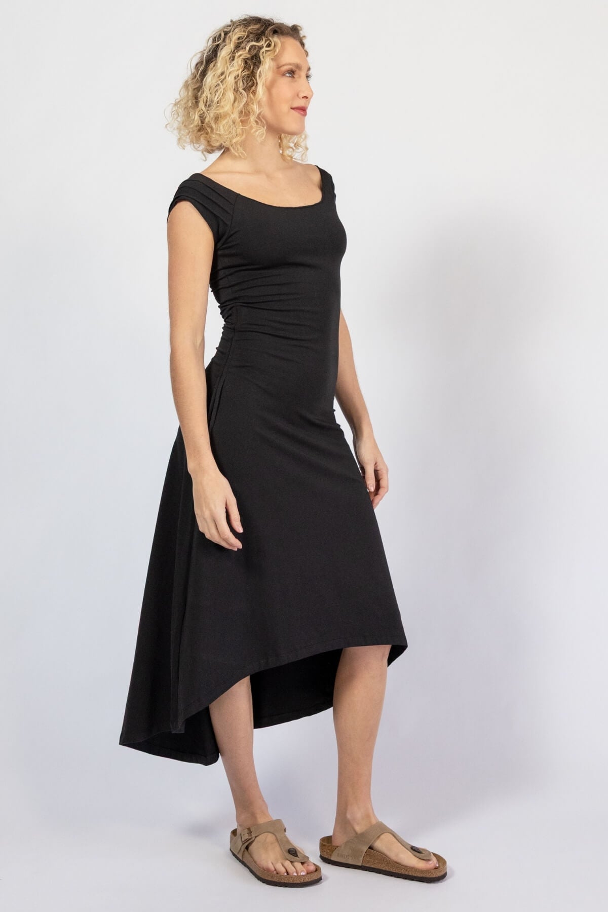 Asymmetrical organic cotton dress - right side view