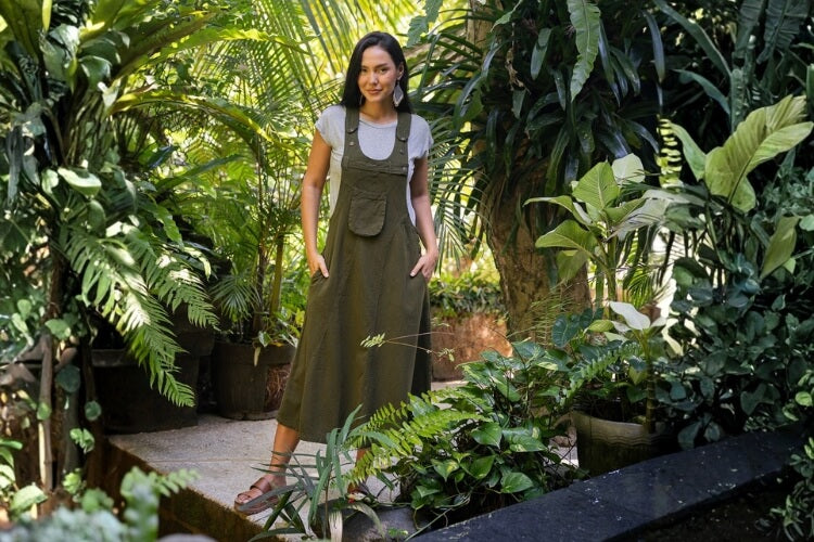 Dungaree Dress: low impact dyes