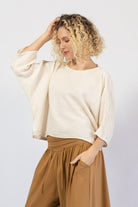 Boxy cropped muslin cotton top for women – left side view