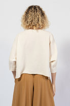 Boxy cropped muslin cotton top for women – rear view